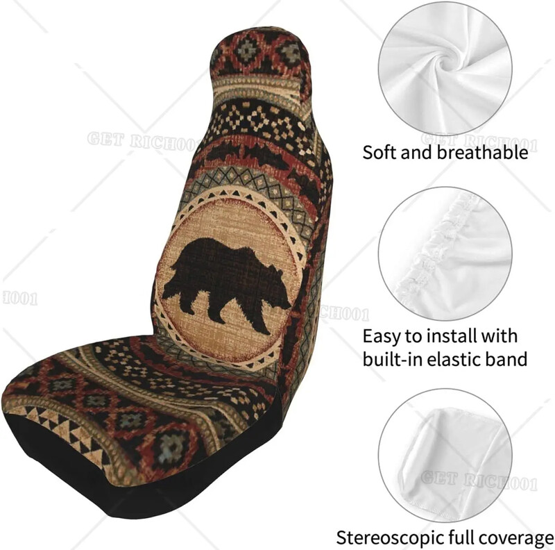 Vintage Bear Brown automašīnu sēdekļu pārvalku komplekts 2 gab. Priekšējo sēdekļu aizsargierīces universālajam vieglo apvidus auto furgonam kravas automašīnas auto sēdekļa pārvalku komplekts