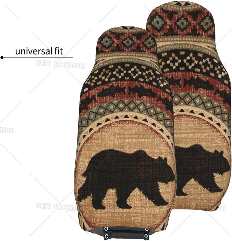 Vintage Bear Brown automašīnu sēdekļu pārvalku komplekts 2 gab. Priekšējo sēdekļu aizsargierīces universālajam vieglo apvidus auto furgonam kravas automašīnas auto sēdekļa pārvalku komplekts