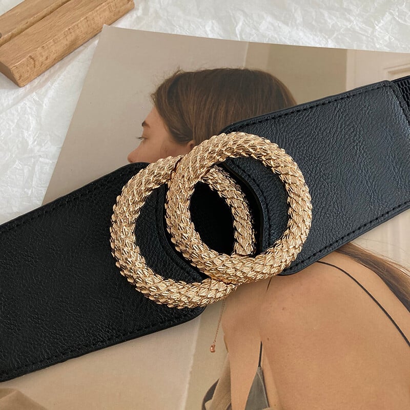 Divatos PU bőr rugalmas széles övek női sztreccs vastag derékruha nagyméretű bőr derékpántok