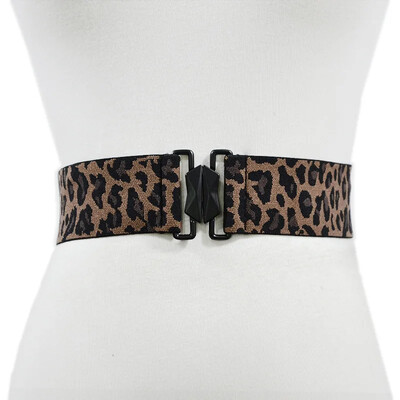 Opasky pre ženy, nový jednoduchý elastický pás s leopardím vzorom, ozdobný pás, široký módny dámsky opasok čierny 5 cm