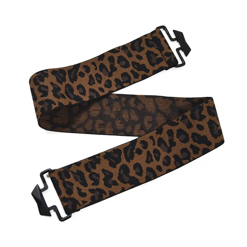 Opasky pre ženy, nový jednoduchý elastický pás s leopardím vzorom, ozdobný pás, široký módny dámsky opasok čierny 5 cm
