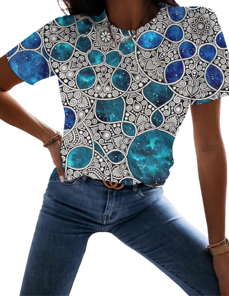 Ženska majica kratkih rukava Ljeto Novi kreativni cvjetni uzorak 3D print Ženske majice kratkih rukava 