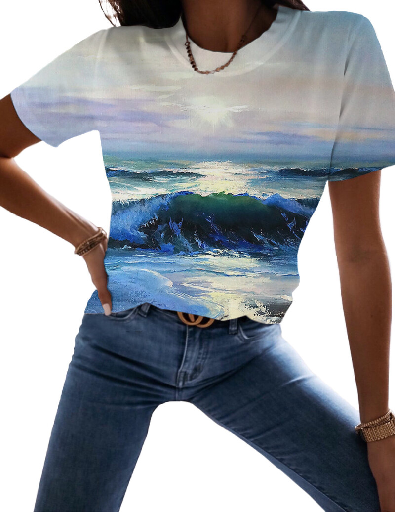 Ženska majica kratkih rukava Ljeto Novi kreativni cvjetni uzorak 3D print Ženske majice kratkih rukava 