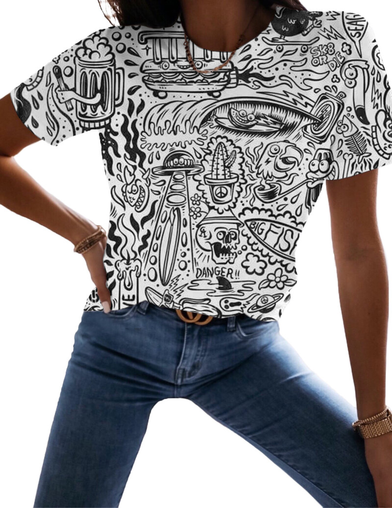 Ženska majica kratkih rukava Ljeto Novi kreativni cvjetni uzorak 3D print Ženske majice kratkih rukava 