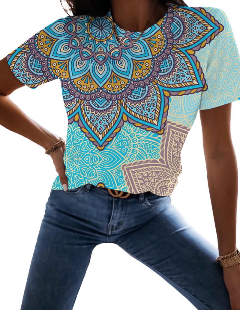 Ženska majica kratkih rukava Ljeto Novi kreativni cvjetni uzorak 3D print Ženske majice kratkih rukava 