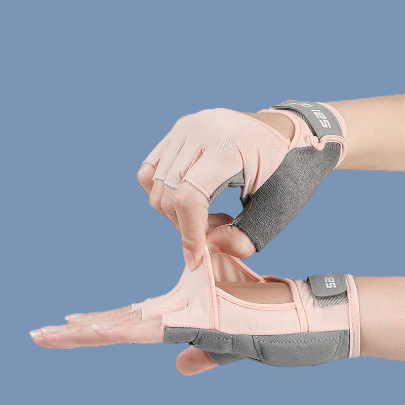 Sporta cimdi Svara celšana Fitness Riteņbraukšana Puspirkstu saules aizsardzība Stienis Ledus Zīds Vīrieši Sieviešu Joga Pretslīdes cimdi