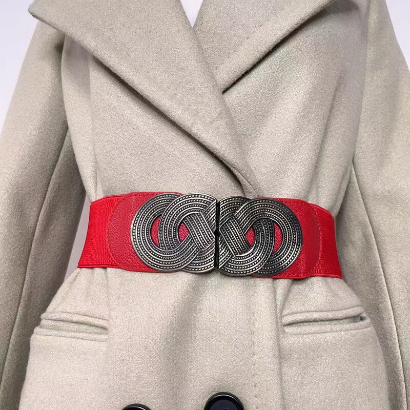 Moteriškas platus elastinis juosmens diržas, retro stiliaus, elastinga PU odinė suknelė, moteriška juosmens juosta