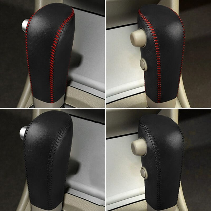 Juodas natūralios odinės automobilio pavarų perjungimo antkaklio dangtelis, skirtas Nissan Tiida 2005 200 2007 2008 2009 automatinės pavarų perjungimo rankenėlės dėklas