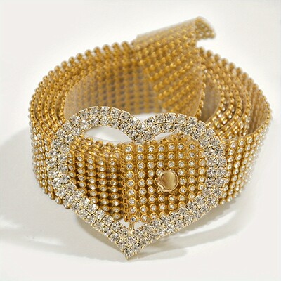 Visiškai Kalnų krištolas inkrustuoti Y2K diržai Blizganti širdies kvadratinė apvali ovali sagties diržas Stilingas hiphopo plataus diržo suknelės diržas moterims