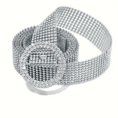 Visiškai Kalnų krištolas inkrustuoti Y2K diržai Blizganti širdies kvadratinė apvali ovali sagties diržas Stilingas hiphopo plataus diržo suknelės diržas moterims