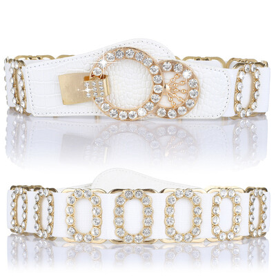 Moteriškas juosmens diržas, moteriškas dekoratyvinis diržas madingas elastingas moteriškas deimantinis įdėklas, elastinga juosmens juosta, paplatintas juosmens diržas