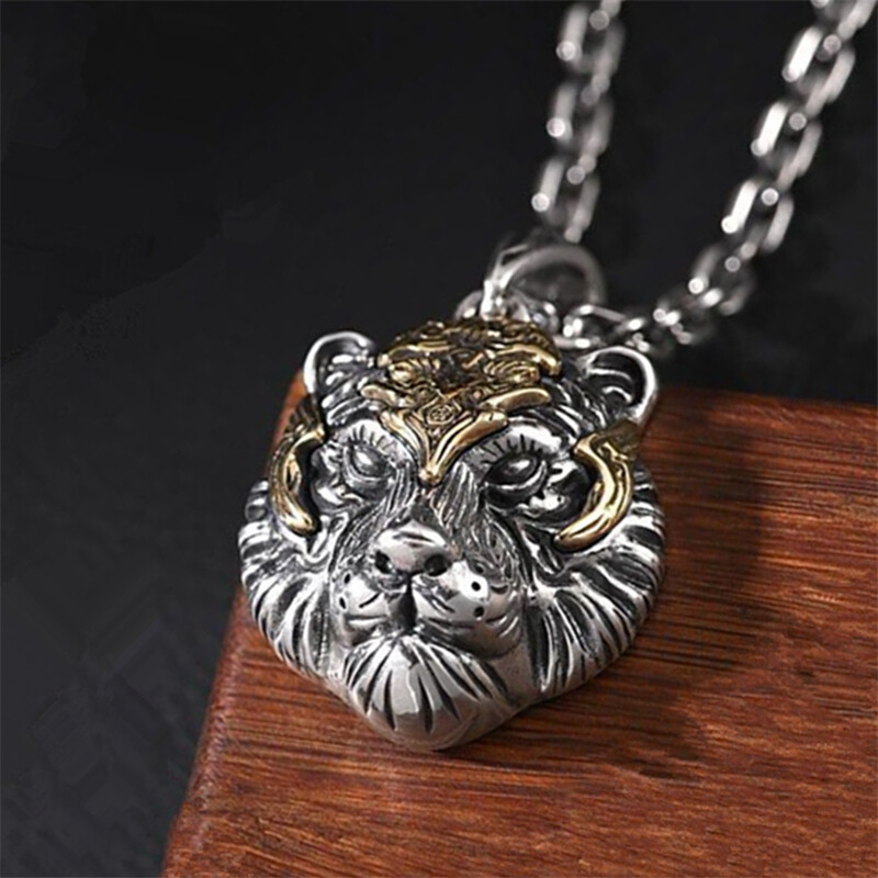 1 ks Vintage náhrdelník pre mužov aj ženy Módny trend Tiger Head Prívesok Šperky