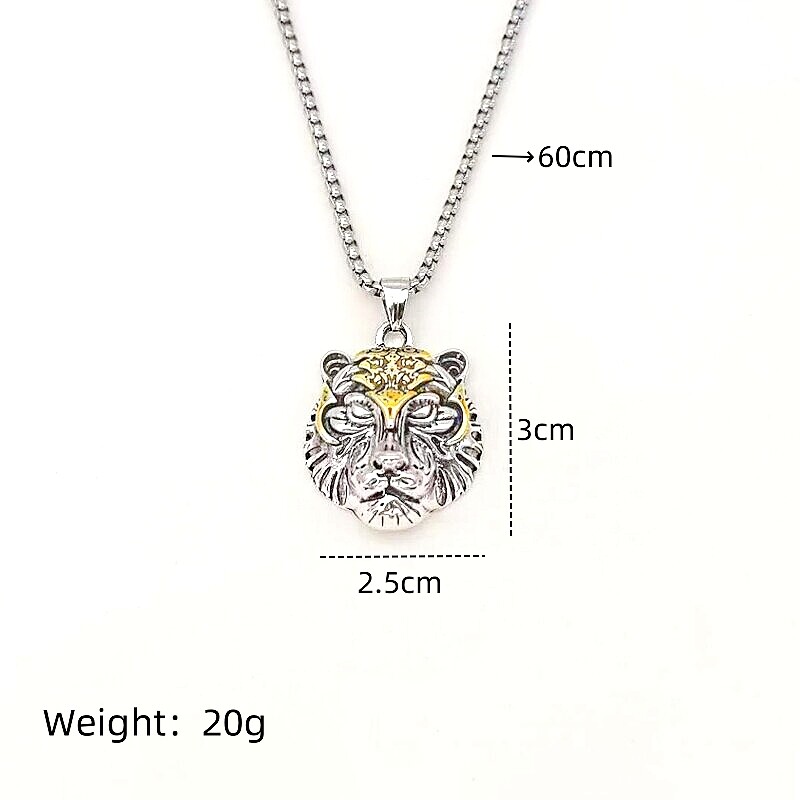 1 ks Vintage náhrdelník pre mužov aj ženy Módny trend Tiger Head Prívesok Šperky