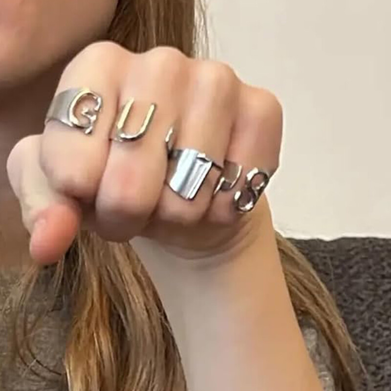 4vnt/rinkinys Punk moterų žiedas olivia rodrigo World Tour GUTS Sidabrinės spalvos Žiedai Gerbėjai Dovanos Reguliuojami madingi papuošalai aksesuarai