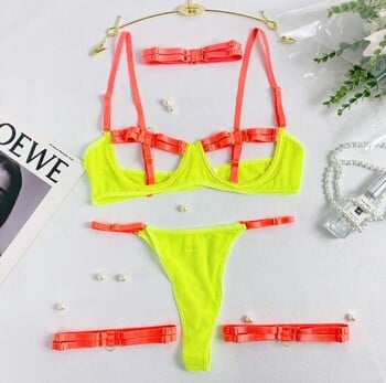 Hot Style Sexy Two Color Fitted Strappy Hollow Out Σέξι εσώρουχα τεσσάρων τεμαχίων Διαθέσιμα Cross Border σε Ευρώπη και Αμερική