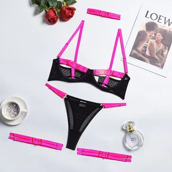 Hot Style Sexy Two Color Fitted Strappy Hollow Out Σέξι εσώρουχα τεσσάρων τεμαχίων Διαθέσιμα Cross Border σε Ευρώπη και Αμερική