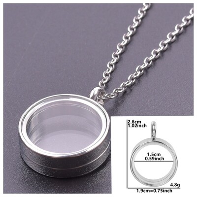 Nou 1PC Mix Size Rotund Living Memory Foto Relicario Locket Pandantiv Floating Chams Picture Colieri Pentru Bijuterii Femei Bărbați Cadou