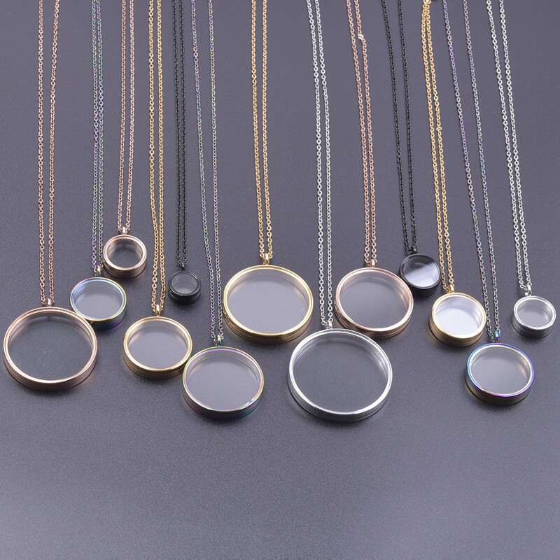 Nou 1PC Mix Size Rotund Living Memory Foto Relicario Locket Pandantiv Floating Chams Picture Colieri Pentru Bijuterii Femei Bărbați Cadou