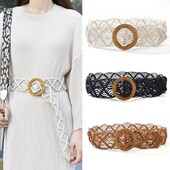 Cureaua de damă, modă retro, frânghie de ceară, țesătură în talie, stil etnic, țesătură manuală, sigiliu în talie extra lat, combinat cu fustă.