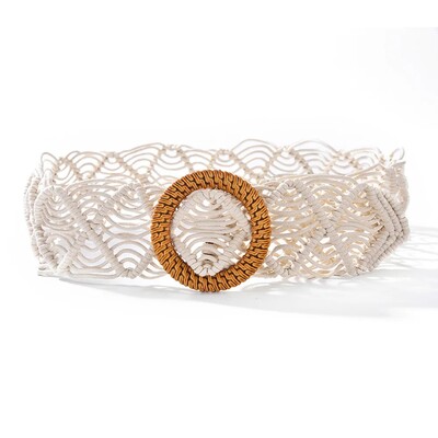 Cureaua de damă, modă retro, frânghie de ceară, țesătură în talie, stil etnic, țesătură manuală, sigiliu în talie extra lat, combinat cu fustă.