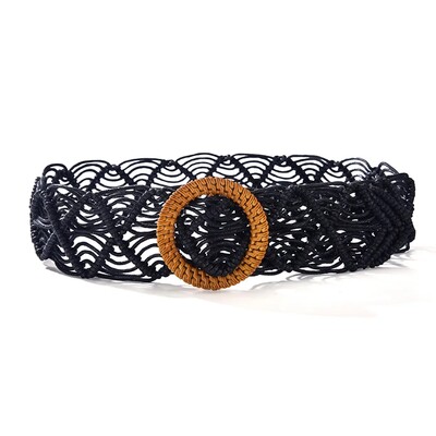 Cureaua de damă, modă retro, frânghie de ceară, țesătură în talie, stil etnic, țesătură manuală, sigiliu în talie extra lat, combinat cu fustă.