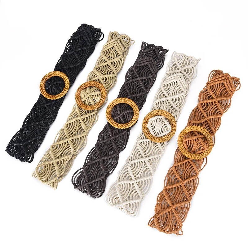 Cureaua de damă, modă retro, frânghie de ceară, țesătură în talie, stil etnic, țesătură manuală, sigiliu în talie extra lat, combinat cu fustă.