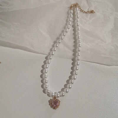 Kpop Vintage Love Heart Pendant Choker kaklarota sievietēm cirkona pērļu ķēdes ballīte Estētiskās rotaslietas Ziemassvētku dāvanu karstā izpārdošana