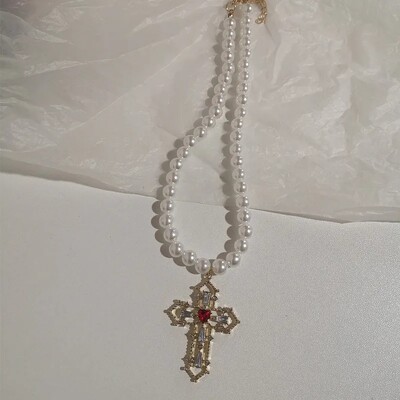 Kpop Vintage Love Heart Pendant Choker kaklarota sievietēm cirkona pērļu ķēdes ballīte Estētiskās rotaslietas Ziemassvētku dāvanu karstā izpārdošana