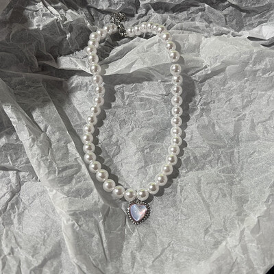 Kpop Vintage Love Heart Pendant Choker kaklarota sievietēm cirkona pērļu ķēdes ballīte Estētiskās rotaslietas Ziemassvētku dāvanu karstā izpārdošana