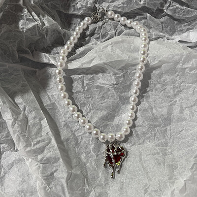 Kpop Vintage Love Heart Pendant Choker kaklarota sievietēm cirkona pērļu ķēdes ballīte Estētiskās rotaslietas Ziemassvētku dāvanu karstā izpārdošana