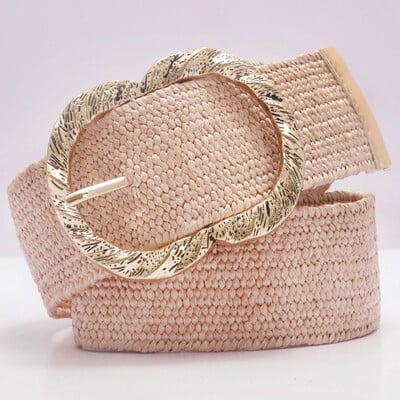 Női szalma fonott öv nyári PP szalma szőtt öv strand stílusú rugalmas széles derékpánt Boho ruha szoknya dekoratív öv nyaralás