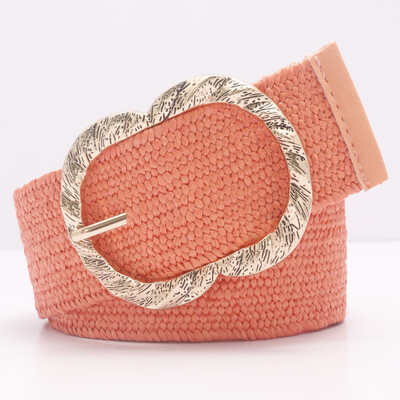 Női szalma fonott öv nyári PP szalma szőtt öv strand stílusú rugalmas széles derékpánt Boho ruha szoknya dekoratív öv nyaralás