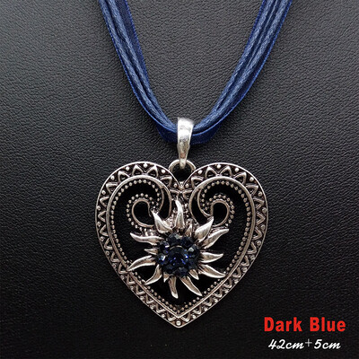 Jauna vintage sirds ēdelveisa ziedu kaklarota organzas lentes virves ķēdes kulons sievietēm Dirndl Oktoberfest juvelierizstrādājumu vairumtirdzniecība