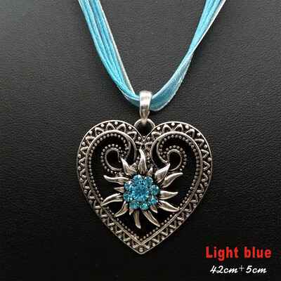 Jauna vintage sirds ēdelveisa ziedu kaklarota organzas lentes virves ķēdes kulons sievietēm Dirndl Oktoberfest juvelierizstrādājumu vairumtirdzniecība