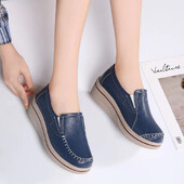 Debeli donji dio od prave kože Ležerne tenisice Ženske vodootporne mokasine za povećanje visine Ženske mokasine s ravnim krojevima