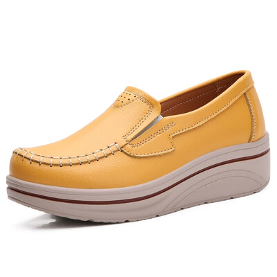 Debeli donji dio od prave kože Ležerne tenisice Ženske vodootporne mokasine za povećanje visine Ženske mokasine s ravnim krojevima