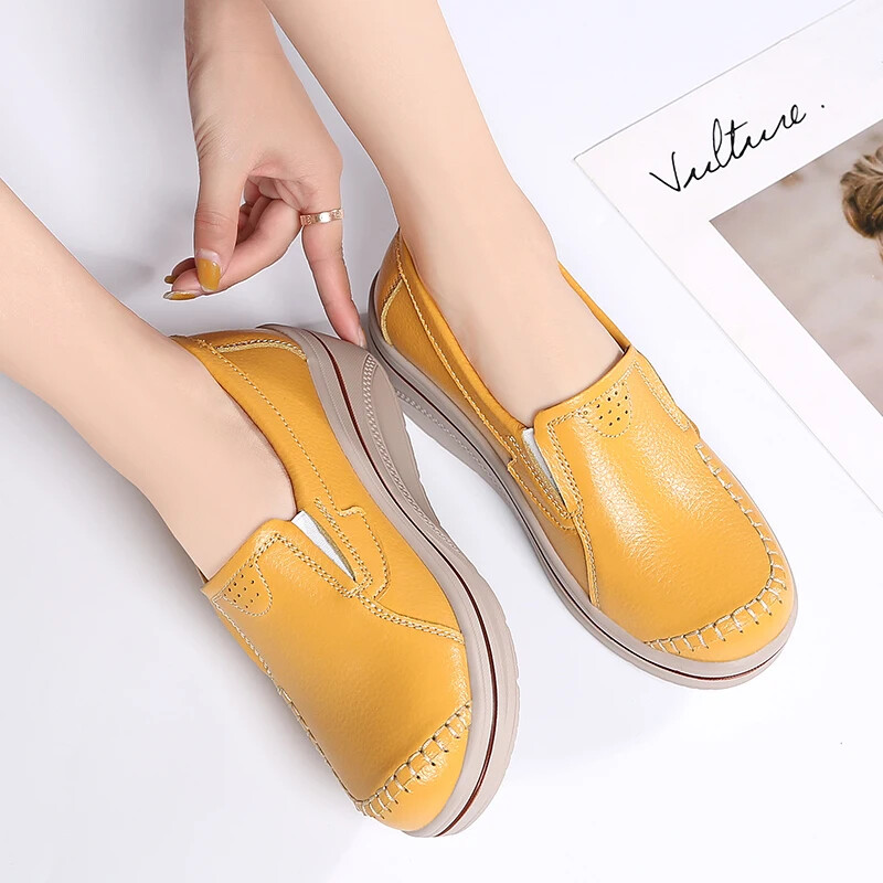 Debeli donji dio od prave kože Ležerne tenisice Ženske vodootporne mokasine za povećanje visine Ženske mokasine s ravnim krojevima