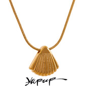 Yhpup Statement Cochilă de metal Pandantiv Colier din oțel inoxidabil Impermeabil de vară, elegant, culoare auriu, placat cu PVD, Bijuterii cu ridicata