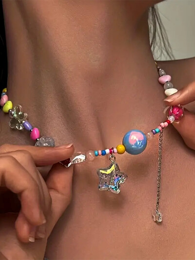 Boho Candy Star lančić s perlama - šareni Y2K dodatak za odmor