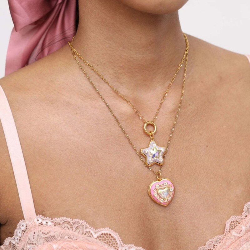 Pink Drip Glaze Okvir za fotografije u obliku srca Ogrlica s privjeskom Šarm Ogrlice s šarenim kristalima Ogrlice koje se mogu otvoriti Žene Muškarci Memorijalni nakit