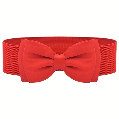 Candy Color Bowknot széles övek Klasszikus elasztikus derékpánt Divatos ruha kabát öv nőknek