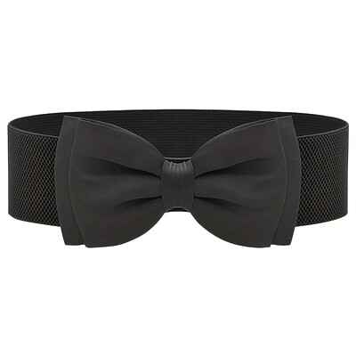 Candy Color Bowknot széles övek Klasszikus elasztikus derékpánt Divatos ruha kabát öv nőknek