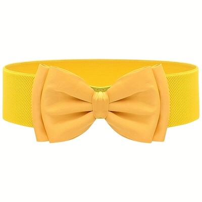 Candy Color Bowknot széles övek Klasszikus elasztikus derékpánt Divatos ruha kabát öv nőknek