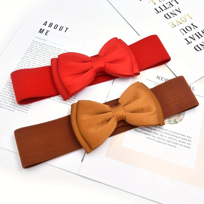 Candy Color Bowknot széles övek Klasszikus elasztikus derékpánt Divatos ruha kabát öv nőknek
