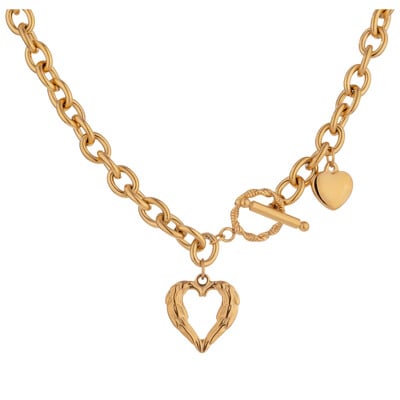 Yhpup Guler de inimă din oțel inoxidabil auriu Textura metalică Colier de guler cu lanț geometric pentru femei Cadou de aniversare Nou