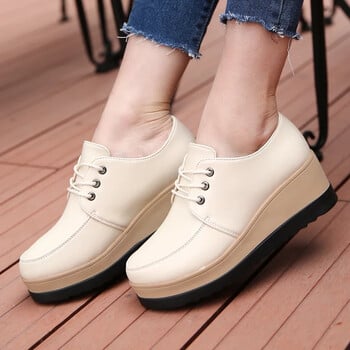 Γυναικεία παπούτσια Oxford Flat on Platform Casual Παπούτσια Frenum Δερμάτινα παπούτσια ράψιμο με στρογγυλή μύτη Zapatos Mujer 2023