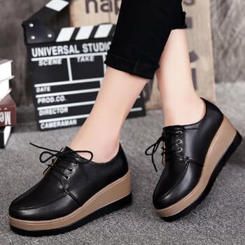 Γυναικεία παπούτσια Oxford Flat on Platform Casual Παπούτσια Frenum Δερμάτινα παπούτσια ράψιμο με στρογγυλή μύτη Zapatos Mujer 2023