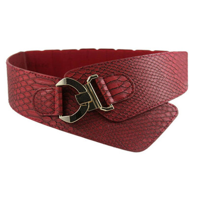 Női Stretch PU bőr, széles derékrész csípő derékpánt Stílusos rugalmas öv női lányoknak Ajándékok divatos ruha kiegészítők