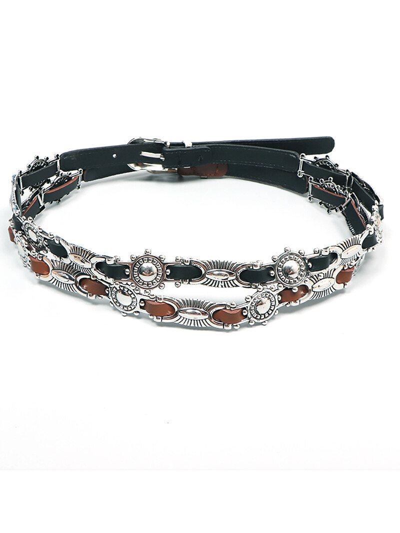 Moteriška punk grandinėlė, metalinė juosta moterims, kaubojus Pu Design Sense diržai su sagtimi juosmens juosta Dekoratyvinė ant džinsinio suknelės palto