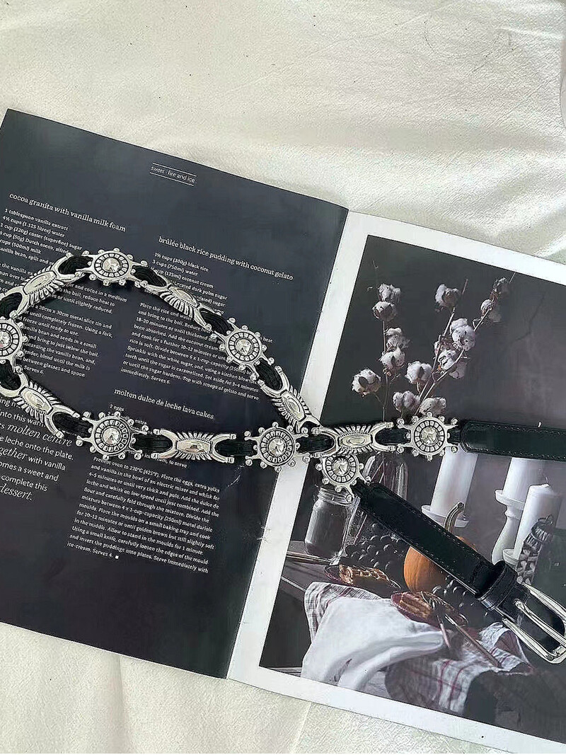 Moteriška punk grandinėlė, metalinė juosta moterims, kaubojus Pu Design Sense diržai su sagtimi juosmens juosta Dekoratyvinė ant džinsinio suknelės palto